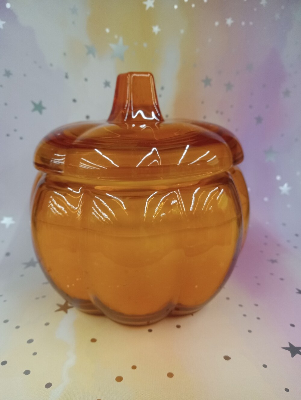 Amber Glass Pumpkin Candle - Home Art